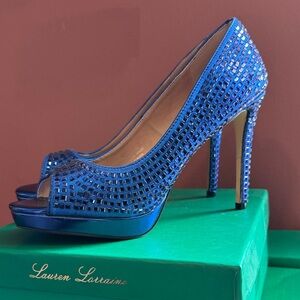 Lauren Lorraine Blue Peep Toe Heels